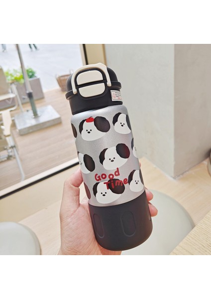 Çocuk Pipetli Kupa Paslanmaz Çelik Vakumlu Bardak Öğrenci Sevimli Yalıtımlı Bardak (Yurt Dışından)