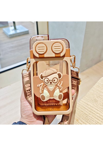 Çocuk Pipetli Kupa Öğrenci Çift Içmeli Plastik Kare Kupa (Yurt Dışından)