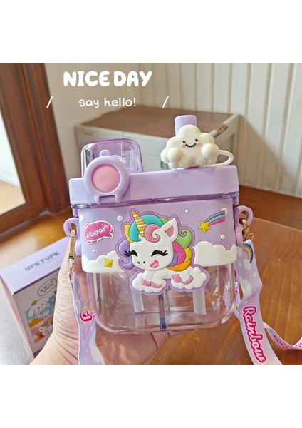 Pipetli Ikili Içme Bardağı Kupa Öğrenci Çocuk Pipetli Plastik Kupa (Yurt Dışından)