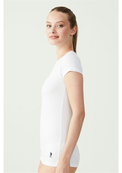 Lisanslı %47 Pamuk - %47 Modal Yuvarlak Yaka Kısa Kol Günlük T-Shirt / Beyaz fiyatları