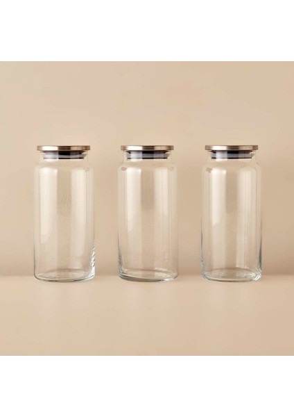 Turuncu Metal Kapaklı 3'lü Kavanoz Seti 1400 Cc, Şık ve Kullanışlı.