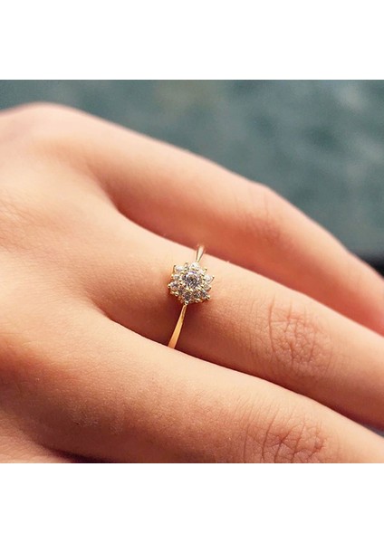 Gümüş Yüzük - Zirkon (Beyaz) Taşlı Gül Evlilik Teklifi Yüzüğü - Hediyelik 925 Ayar Kadın Gümüş Yüzük modelleri