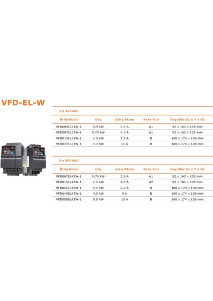 VFD007EL21W-1 ,ELW-0.75KW/220V Ac Motor Sürücü fırsatları