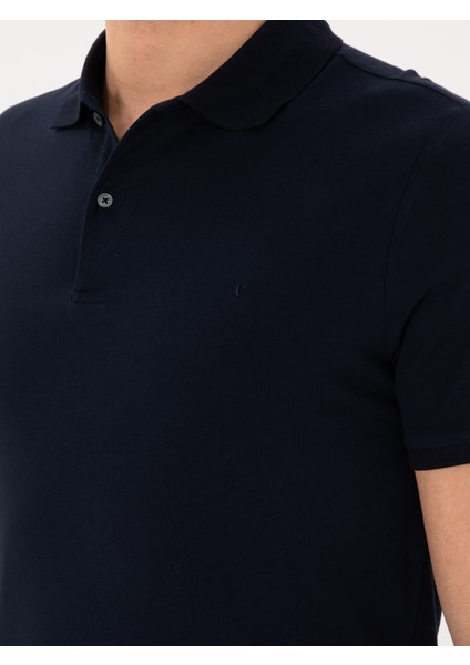 Erkek Lacivert Slim Fit Pamuk Polo Yaka T-Shirt 50300716-VR033
