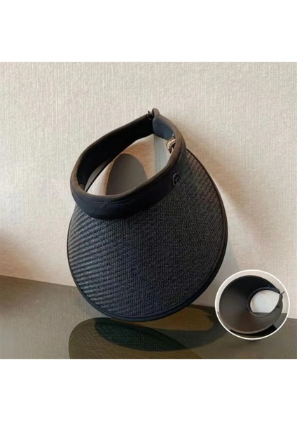 Geniş Siperli Vizör Kep Şapka Uv Koruyucu Siperlik Plaj Şapka Siyah fırsatları