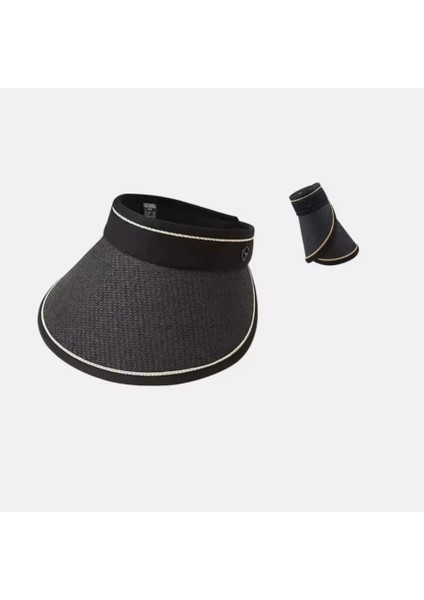 Geniş Siperli Vizör Kep Şapka Uv Koruyucu Siperlik Plaj Şapka Siyah indirimleri