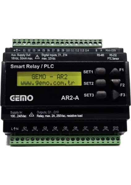 AR2-A-230VAC-12D2A ,110V..220VAC 12D2A/10R Plc Cpu Modül