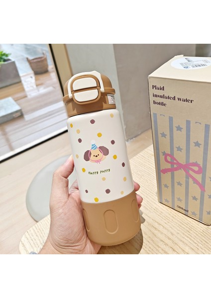 Çocuk Pipetli Kupa Paslanmaz Çelik Vakumlu Bardak Öğrenci Sevimli Yalıtımlı Bardak (Yurt Dışından)