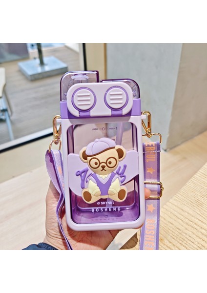 Çocuk Pipetli Kupa Öğrenci Çift Içmeli Plastik Kare Kupa (Yurt Dışından)