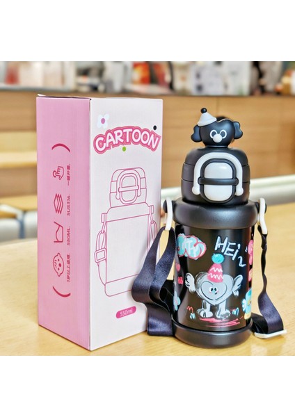 Yalıtımlı Bardak Pipetli Ikili Içme Bardağı Paslanmaz Çelik Vakumlu Kupa Öğrenci Bardağı (Yurt Dışından)