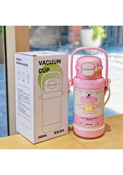 Yalıtımlı Bardak Pipetli Ikili Içme Bardağı Paslanmaz Çelik Vakumlu Kupa Öğrenci Bardağı (Yurt Dışından)