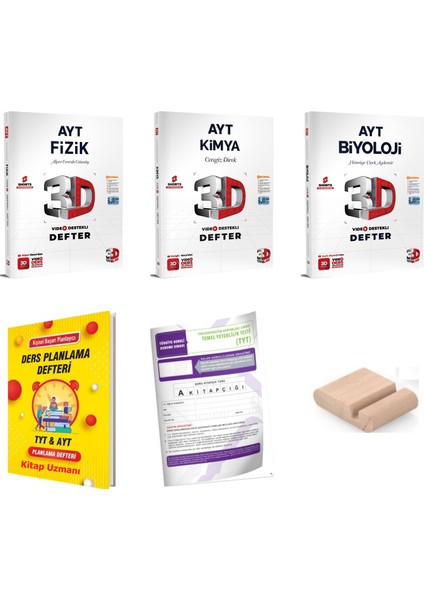 3D Ayt Fizik Kimya Biyoloji Video Destekli Defter - Yks 2026 +Planlama Defteri+Telefon Tutucu+Deneme