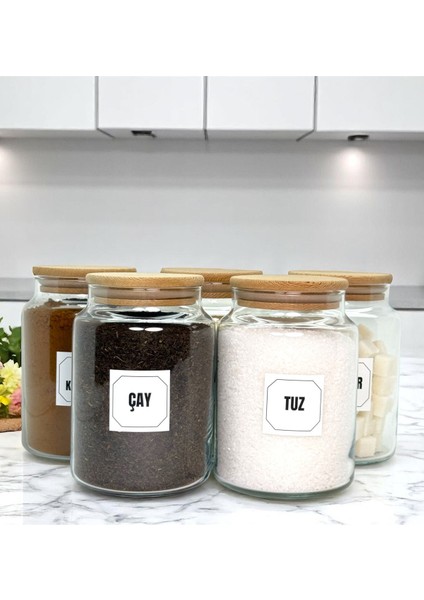 5'li Renkli Ahşap Kapaklı Cam Saklama Kavanoz Seti 800 ml Etiket Hediyeli indirimleri