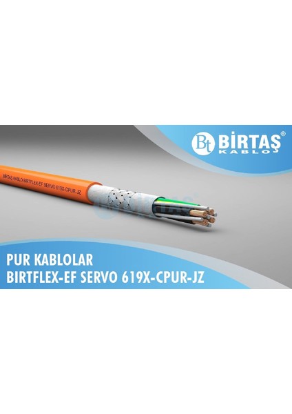 EF619X-CPUR-(4X1.5+2X1.5) ,kesit 1.5mm 6-Damar/çok Telli Blendajlı Hareketli Pur Servo Motor Kablo