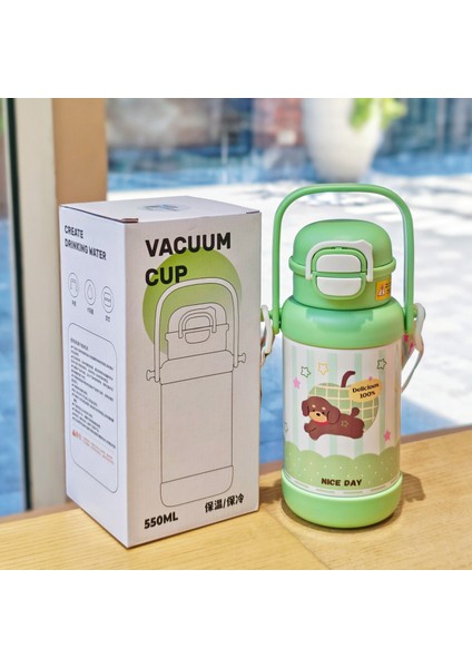 Yalıtımlı Bardak Pipetli Ikili Içme Bardağı Paslanmaz Çelik Vakumlu Kupa Öğrenci Bardağı (Yurt Dışından)