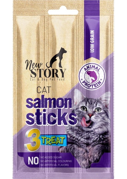 Somonlu 8 Adet 3lü Salmon Kedi Sticks Ödül Çubukları