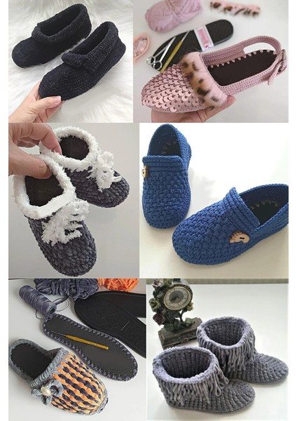 3 Çift Delikli Eva Keçe Panduf Hobi Örgü Patik Tabanı modelleri