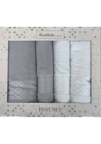 Elissa Best Set Hamam Takımı Gri - Beyaz