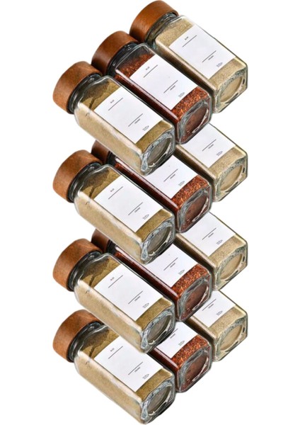 Şeffaf Cam Baharatlık Seti, 12 Parça, Şık ve Kullanışlı Saklama Çözümü