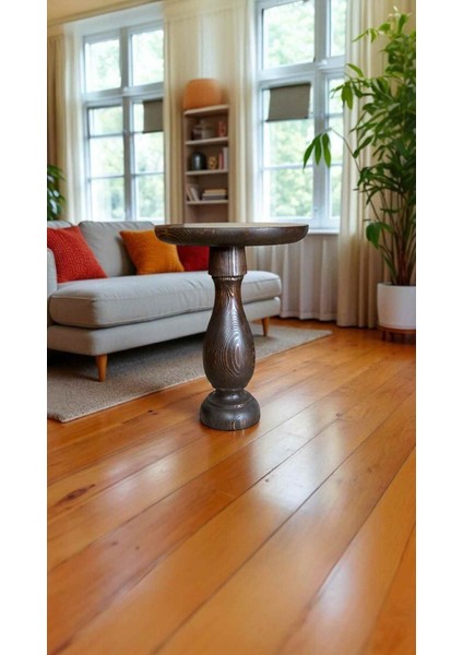 Ceviz Renkli Ahşap Mantar Yan Sehpa – Tekli Modern Sehpa