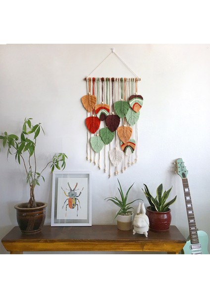 Iskandinav Bohem El Dokuması Yaprak Püskül Goblen Ev Odası Duvar Asılı Arka Plan Duvar Süsleri (Yurt Dışından)