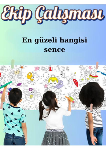 Periliçe Sevimli Periler 2.5m Dev Boyama | Doğum Günü Özel Aktivite Boyama Hediyesi fırsatları