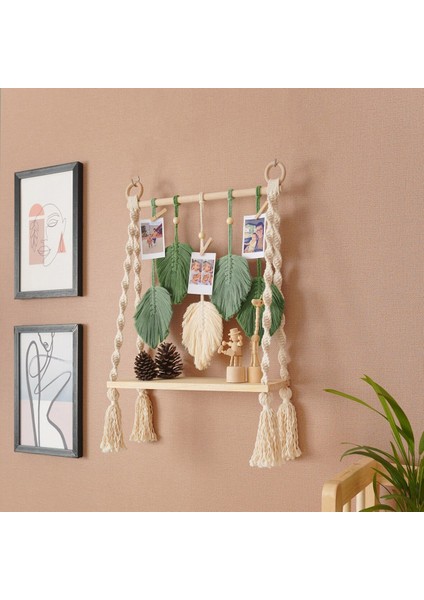 Iskandinav Tarzı Duvar Dekorasyonu Raf El Dokuması Yaprak Goblen Oda Duvar Asma (Yurt Dışından)