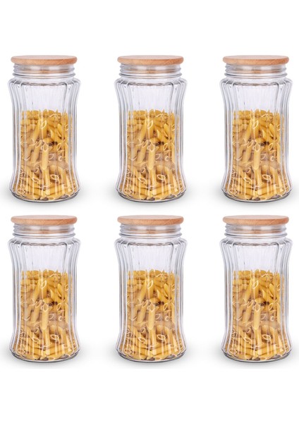 Turuncu 2000 ml Cam Kavanoz, Kapaklı, Çizgili, Hava Geçirmez, Saklama Kabı, 6'lı Paket indirimleri