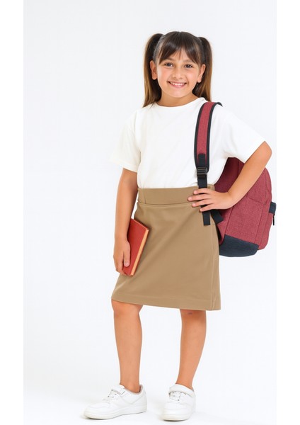 Kız Çocuk Beli Ipli Okul Kaşkorse Şort Etek G2025-1