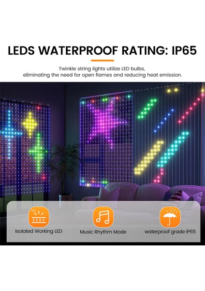Akıllı Perde Işıkları Bluetooth Uygulama Kontrolü Rgb LED Dize Su Geçirmez (Yurt Dışından) indirimleri