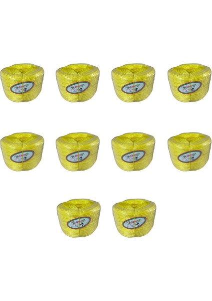 Sarı Naylon Örgü Ip, 100 M, 10 Adet, Dayanıklı ve Esnek Kullanım Sağlar.