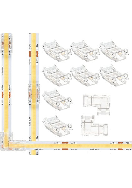 8mm 2 Pin Cob LED Şerit Konnektörü 8 Paket ve L Şekilli LED Köşe 2 Paket (Yurt Dışından)