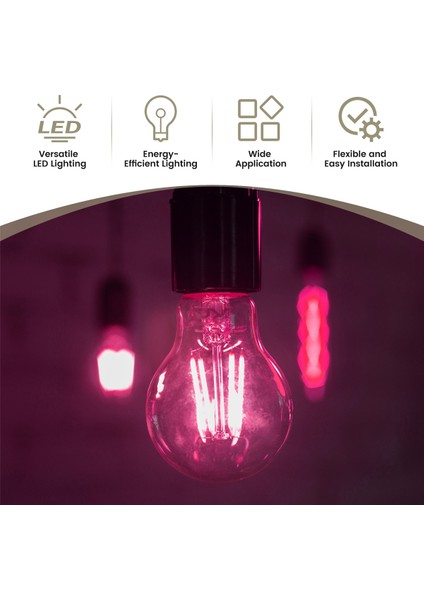 3V Ultra Ince LED Esnek Filament 60MM Retro Ampul Parçaları Pembe Işık (Yurt Dışından) indirimleri