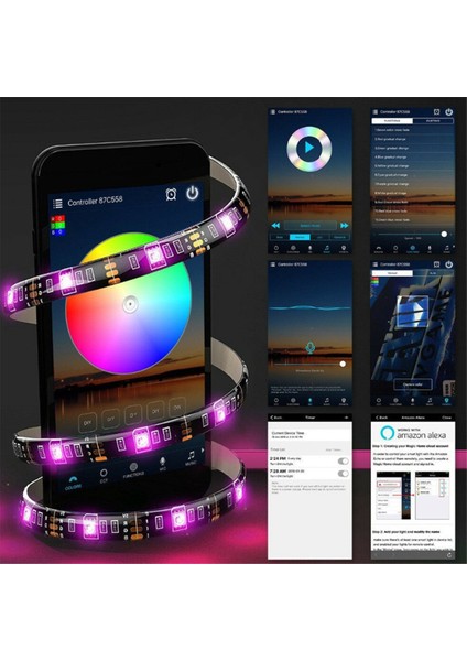 5 Metre LED Işık Şeridi Seti Rgb Uzaktan Kumanda 5V Renkli Işık Şeridi Seti (Yurt Dışından)