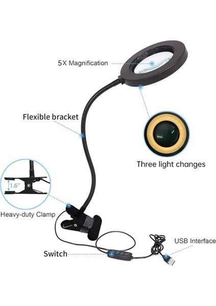 Klips Tipi LED Büyüteç Tırnak Güzellik Işığı USB Soğuk Işık LED (Yurt Dışından) indirimleri