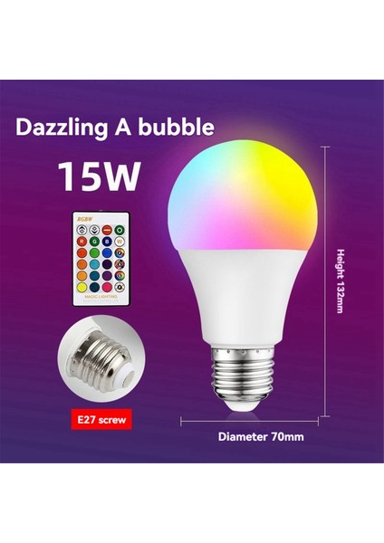 LED Renkli Ampul E27 Vidalı Ampul Lamba Karartma Gücü 15W (Yurt Dışından) indirimleri
