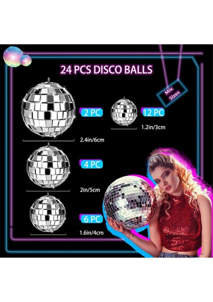 24 Adet Aynalı Disko Topu Askısı Cam Disko Topu Dekoru (Yurt Dışından) fiyatları