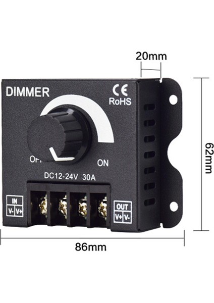 5 Adet Dc 12V 24V LED Dimmer Anahtarı 30A Voltaj Regülatörü (Yurt Dışından)
