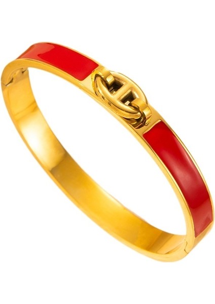 H Domuz Burnu Bilezik Paslanmaz Çelik Şık Çok Yönlü Emaye Damla Tutkal Bilezik Yüksek Kaliteli Kadın Bileziği (Yurt Dışından)