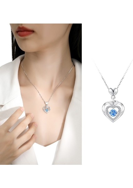 Kadınlar Için Kalp Atan Kalp Şeklinde Gümüş Kolye Kalp Atan Elektrokaplama Mavi Kalp Kolye Ucu (Yurt Dışından) modelleri