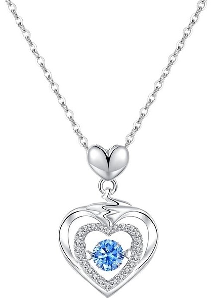Kadınlar Için Kalp Atan Kalp Şeklinde Gümüş Kolye Kalp Atan Elektrokaplama Mavi Kalp Kolye Ucu (Yurt Dışından) fırsatları