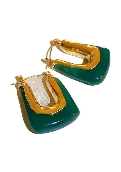 Retro Şeker Renkli Reçine Geometrik Kulak Klipsi Küpeler Avrupa ve Amerikan Moda Niş Basit Mizaç Net Ünlü Kadınlar Için Üst Düzey Küpeler (Yurt Dışından)