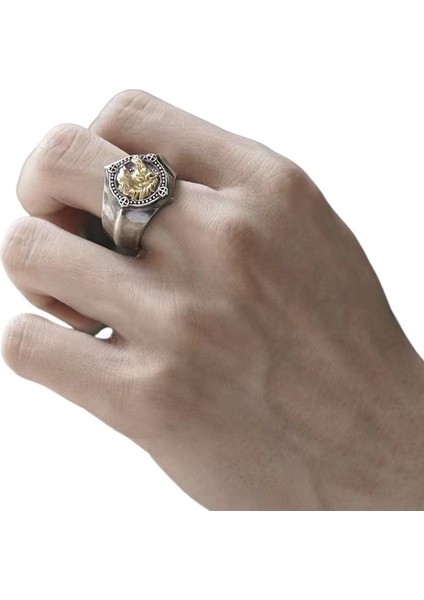 Retro Ortaçağ Savaşçı At Rozeti Yüzük Erkek Kişilik Tüm Uyumlu Niş Tasarım Serçe Parmak Yüzük (Yurt Dışından)