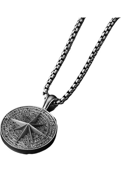 Erkek Vintage Kolye Titanyum Çelik Pusula Kolye Paslanmaz Çelik Punk Takı Hip Hop Aksesuarları (Yurt Dışından)