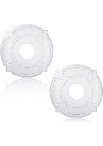 2 Adet Pu Tavan Madalyonu Dekoratif Tavan Vantilatörü Madalyonu (Yurt Dışından)