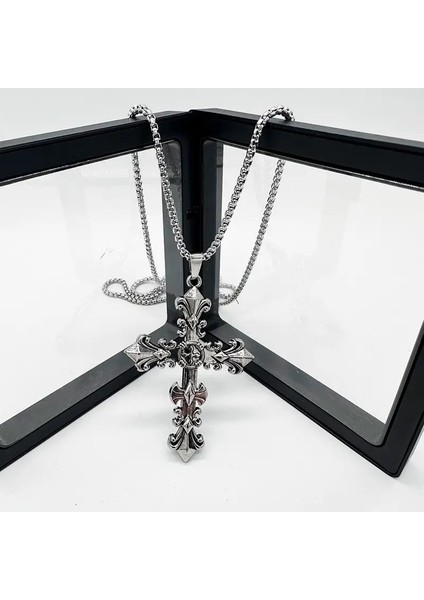 Yeni Retro Avrupa ve Amerikan Haç Çiçek Kolye Çapraz Erkek Kişilik Titanyum Çelik Kolye (Yurt Dışından) fiyatları