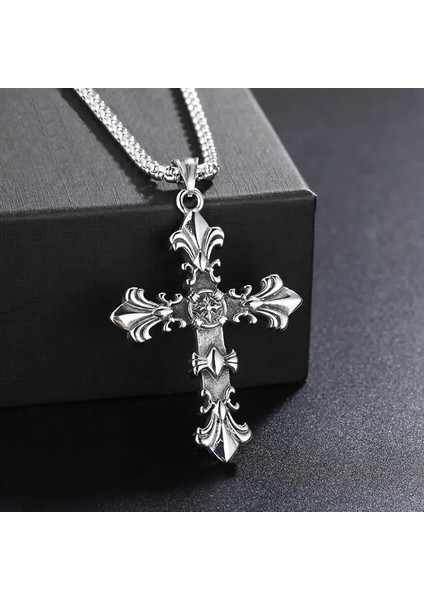 Yeni Retro Avrupa ve Amerikan Haç Çiçek Kolye Çapraz Erkek Kişilik Titanyum Çelik Kolye (Yurt Dışından) modelleri
