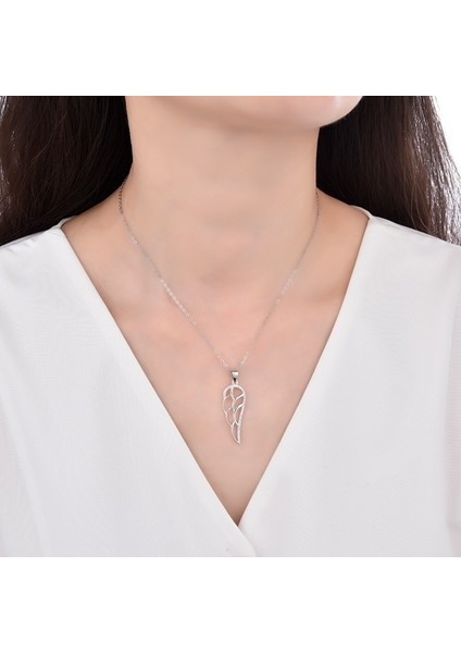 925 Ayar Gümüş Melek Kanatları Tüy Kolye Ucu Kadın Modası Üst Düzey Köprücük Kemiği Zinciri (Yurt Dışından) modelleri