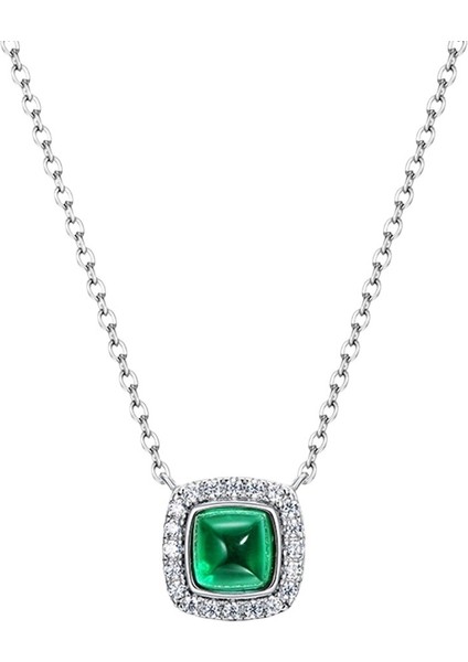 S925 Gümüş Zümrüt Kolye Değerli Taş Retro Avrupa ve Amerikan Tarzı Hafif Lüks Asil (Yurt Dışından) fiyatları