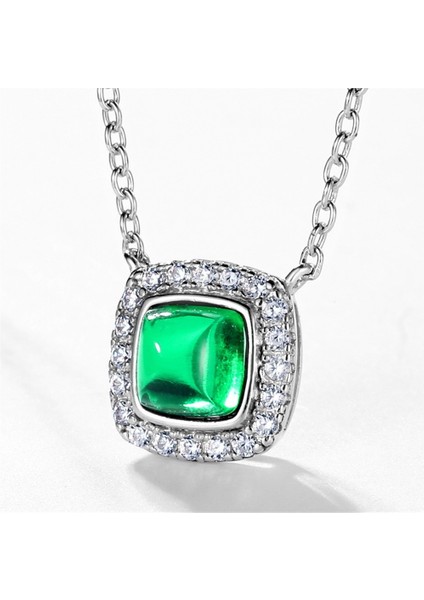 S925 Gümüş Zümrüt Kolye Değerli Taş Retro Avrupa ve Amerikan Tarzı Hafif Lüks Asil (Yurt Dışından) modelleri